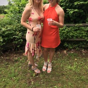 Pink and floral midi length dress from ASOS